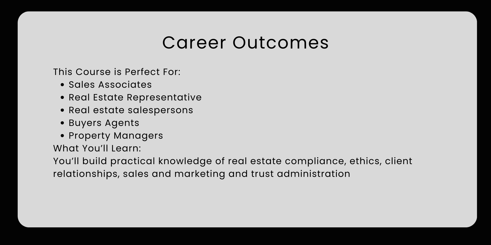 Career Outcomes for the Sales Associate Course